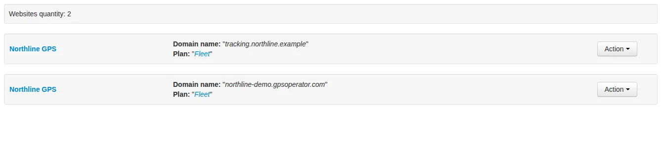 Northline GPS websites with a platform address and a sample custom domain